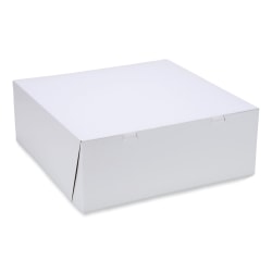 SCT® Paper Bakery Boxes, 6"H x 16"W x 16"D, White, Carton Of 50 Boxes
