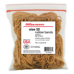 Office Depot® Brand Rubber Bands, #32, 3" x 1/8", 1/4 Lb. Bag