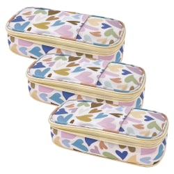 Teacher Created Resources Pencil Cases, 2-1/2"H x 4-1/4"W x 9"D, Hearts, Pack Of 3 Cases