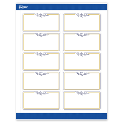 Avery® Printable Labels With Sure Feed® Technology, S00-DNR-PRWMP10, Rectangle, 2" x 4", Matte White, Preprinted Gold & Navy Border with Florals Design, Pack Of 100