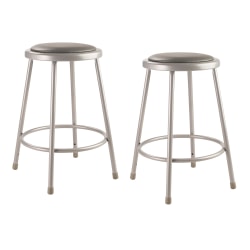 National Public Seating 6400 Series Vinyl-Padded Science Stools, 24"H, Gray, Pack Of 2 Stools