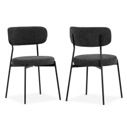 Glamour Home Aya Chenille Fabric Dining Accent Chairs, Black, Set Of 2 Chairs