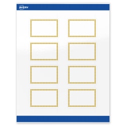 Avery® Print-To-The-Edge Labels With Sure Feed® Technology, S00-DJ7-PRWGP10, Rectangle, 2" x 3", Glossy White, Preprinted Gold Beads Design, Pack Of 80
