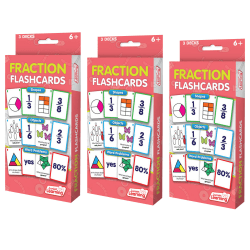 Junior Learning Fraction Flashcards, 3 Sets Per Pack, Set Of 3 Packs