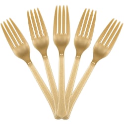 JAM PAPER Premium Utensils Party Pack, Plastic Forks, Gold, 48 Disposable Forks/Pack