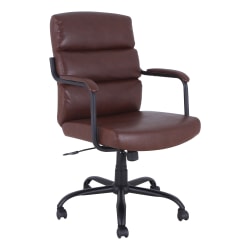 Lorell® SOHO Ergonomic Bonded Leather High-Back Chair, Brown/Black