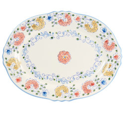 Gibson Elite Anaya Hand-Painted Oval Stoneware Serving Platter, 14", Multicolor