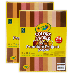 Crayola Colors Of The World Premium Project Paper, 8-1/2" x 11", Assorted Colors, 48 Sheets Per Pack, Set Of 2 Packs