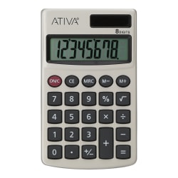 Ativa® Mini 8-Digit Calculator, Golden