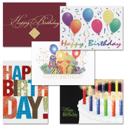 All Occasion Assorted Birthday Greeting Cards With Envelopes, 7-7/8" x 5-5/8", Pack of 100
