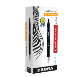 Zebra® Pen SARASA® Dry X1 Retractable Gel Pens, Pack Of 12, Medium Point, 0.7 mm, Blue Barrel, Blue Ink