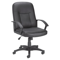 Lorell® Manager Ergonomic Bonded Leather Mid-Back Chair, Black