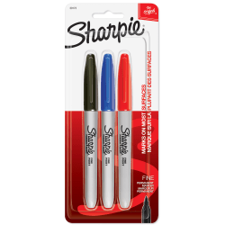 Sharpie® Permanent Fine-Point Markers, Assorted Colors, Pack Of 3