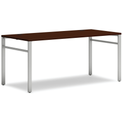 HON® Mod Table Desk With U-Legs, 29"H x 66"W x 30"D, Silver/Traditional Mahogany