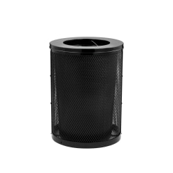 Alpine Black Round Diamond Steel 36 Gallon Trash Can with Flat Lid with Liner