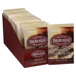 PapaNicholas Coffee Premium Dutch Chocolate Hot Cocoa, 1.25 Oz, Pack Of 24
