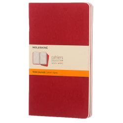 Moleskine Cahier Journals, 5" x 8-1/4", Ruled, 80 Pages, Cranberry Red, Set Of 3 Journals