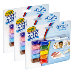 Crayola Color Wonder Mess Free Mini Markers, Classic Colors, 10 Markers Per Pack, Set Of 3 Packs