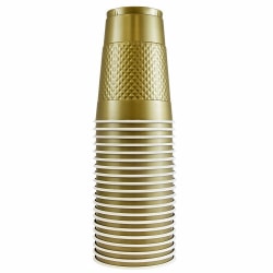 JAM PAPER Plastic Party Cups, 16 oz, Gold, 20 Glasses/Pack