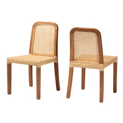 bali & pari Caspia Mid-Century Modern Dining Chairs, Natural Brown/Walnut Brown, Set Of 2 Chairs
