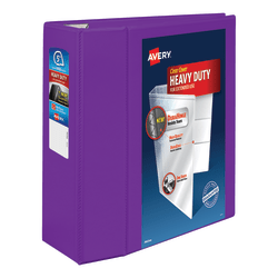 Avery® Heavy-Duty View 3-Ring Binder With Locking One-Touch EZD™ Rings, 5" D-Rings, 38% Recycled, Purple