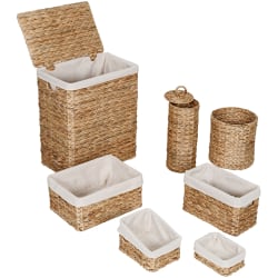 Honey Can Do Bathroom Storage Basket Set, White, Set Of 7 Baskets