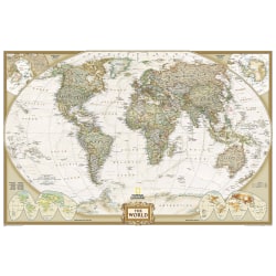 National Geographic World Executive Map, Enlarged and Laminated, 73" x 48"