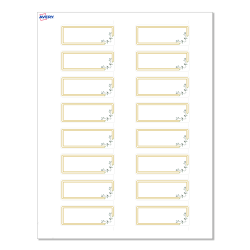Avery® Print-To-The-Edge Labels With Sure Feed® Technology, S00-D2K-PRWMP10, Rectangle, 1" x 2-5/8", Matte White, Preprinted Double Gold Border with Florals Design, Pack Of 160