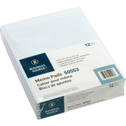 Business Source Glued Top Ruled Memo Pads - Letter - 50 Sheets - Glue - Narrow Ruled Front Ruling - 16 lb Basis Weight - 50553