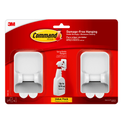 Command Spray Bottle Hangers, 2 Bottle Hangers, 4 White Adhesive Strips, Damage Free Hanging Picture Hangers, No Tools Wall Hanging Strips