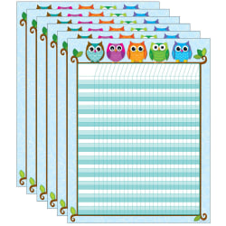 Carson Dellosa Education Incentive Chart, Colorful Owls, Pack Of 6