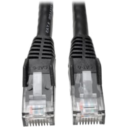 Tripp Lite Cat6 Gigabit Snagless Molded Patch Cable RJ45 50 Pc Bulk Pack 1' - 128 MB/s - Patch Cable - 1 ft - 50 Pack - 1 x RJ-45 Male Network - 1 x RJ-45 Male Network - Gold-plated Contacts - Black