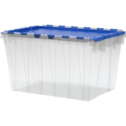 Akro Mils Keep Storage Box Container With Lid, 21 1/2" x 15" x 12 1/2", Clear/Blue