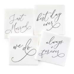 Taylor Party/Event And Ceremony Printed Napkins, 4-3/4" x 4-3/4", Just Married, Box Of 48 Napkins