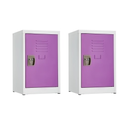 Alpine AdirOffice 1-Tier Steel Lockers, 24"H x 15"W x 15"D, Purple, Pack Of 2 Lockers