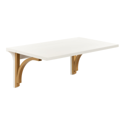 Kate and Laurel Corblynd 30"W Wall-Mounted Floating Student Desk, White/Gold