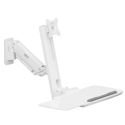 Mount-It! MedHub Wall-Mounted Flexible Workstation For Monitors Up To 35", 29-1/2"H x 25-5/16"W x 25"D, White/Gray