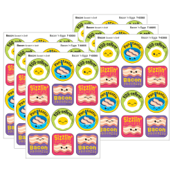TREND Stinky Stickers, Bacon 'n Eggs, Bacon Scent, 48 Per Pack, Set Of 6 Packs