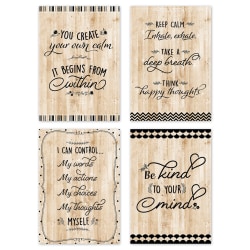 Creative Teaching Press Core Décor Black, White And Wood Inspire U Posters, 13-3/8" x 19", Multicolor, Pack Of 4 Posters