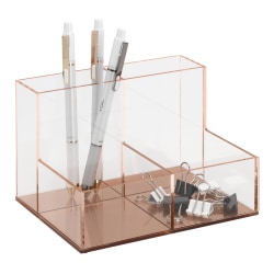 Realspace® Rose Gold Acrylic 4-Compartment Desk Caddy