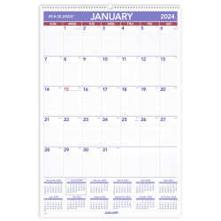 2024 AT-A-GLANCE® Monthly Wall Calendar, 20" x 30", January To December 2024, PM428