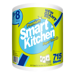 Smart Kitchen Paper Towels, 2-Ply, 715 Selected Sheets, White, Total Qty 1