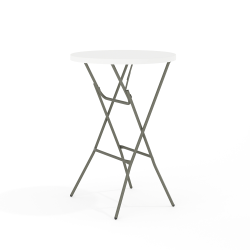 Flash Furniture Round Plastic Folding Bar Table, 43-3/4"H x 31-1/4"W x 31-1/4"D, Granite White