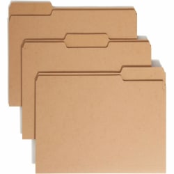 Smead 1/3 Tab Cut Letter Recycled Top Tab File Folder - Letter - 8.5" x 11" - 1/3 Tab Cut - 50 / Box - 17pt. - Kraft