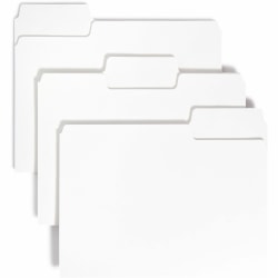 Smead SuperTab 1/3 Tab Cut Letter Recycled Top Tab File Folder - 8 1/2"x11" - 3/4" Expansion - Assorted Tab Position - White - 10% Recycled - 100/Box