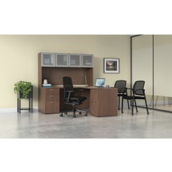 HON® Mod 66"W L-Station Computer Desk With 2 Pedestals And Stack-On Hutch, Sepia Walnut