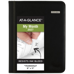 AT-A-GLANCE Executive® 2027 Monthly Padfolio, Black, Large, 9" x 11"