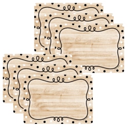 Creative Teaching Press Labels, 3-1/2" x 2-1/2", Core Decor Loop-de-Dots on Wood Labels, 36 Labels Per Pack, Set Of 6 Packs