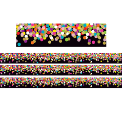 Teacher Created Resources Straight Border Trim Rolls, 50’, Colorful Confetti/Black, Pack Of 3 Rolls