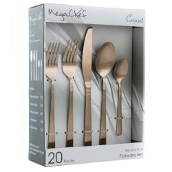 MegaChef Cravat 20-Piece Stainless-Steel Flatware Set, Matte Rose